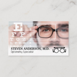 Optometrist Man Taking Eye Exam Business Card