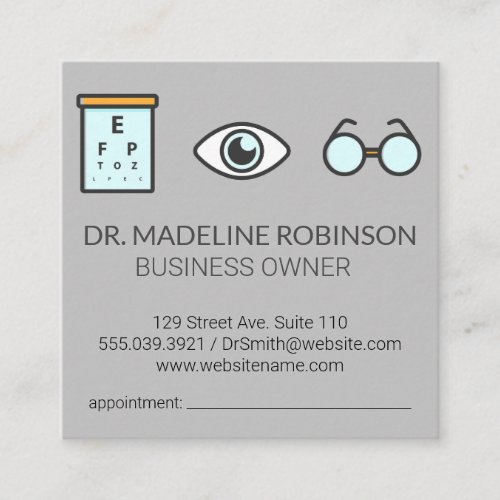 Optometrist  Medical Doctor  Eye Exam Appointment Card