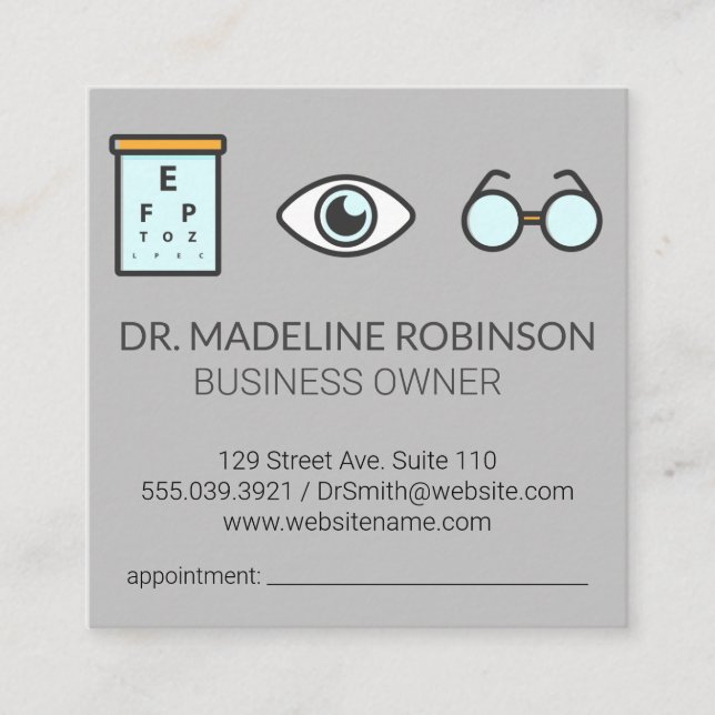 Optometrist | Medical Doctor | Eye Exam Appointment Card (Front)