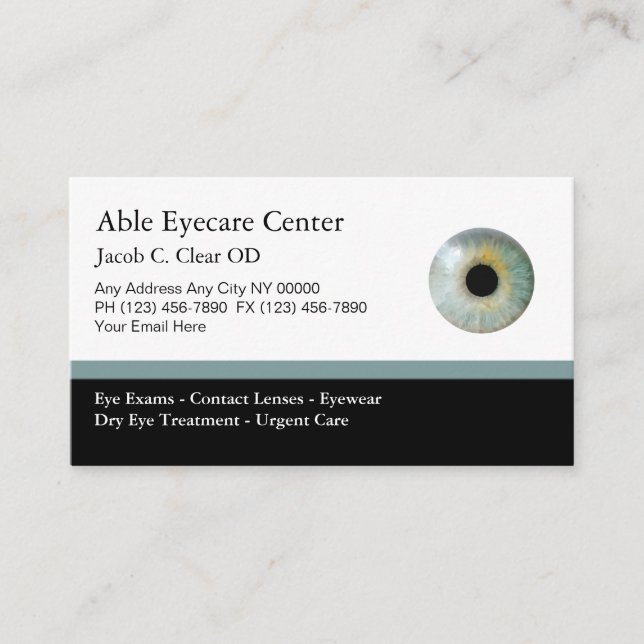 Optometrist Modern Appointment Business Cards (Front)