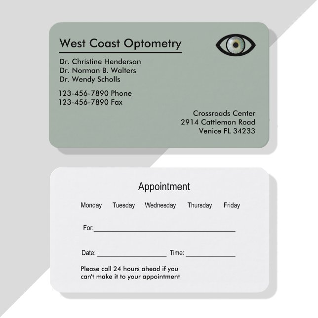 Optometrist Modern Businesscards Appointment Card (Creator Uploaded)