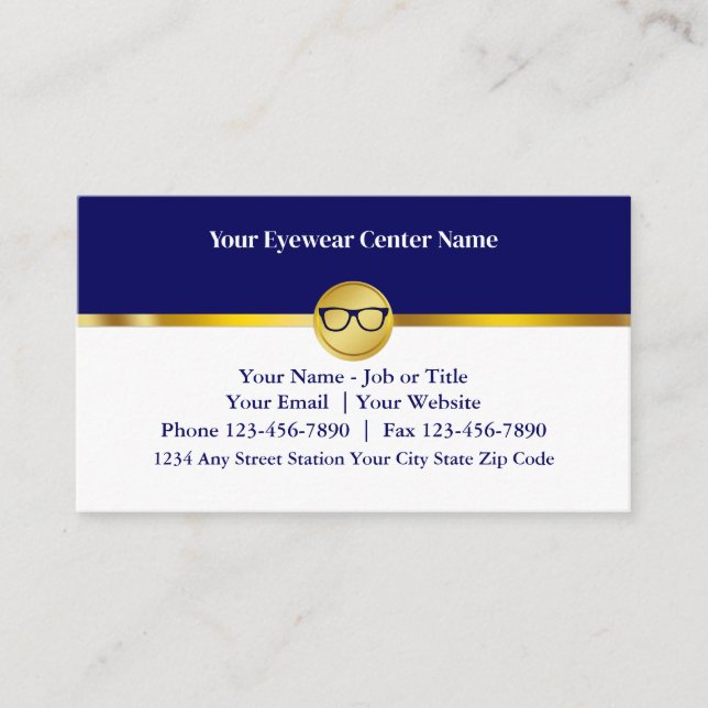 Optometrist Modern Eyewear Eye Glasses Business Ca Business Card (Front)