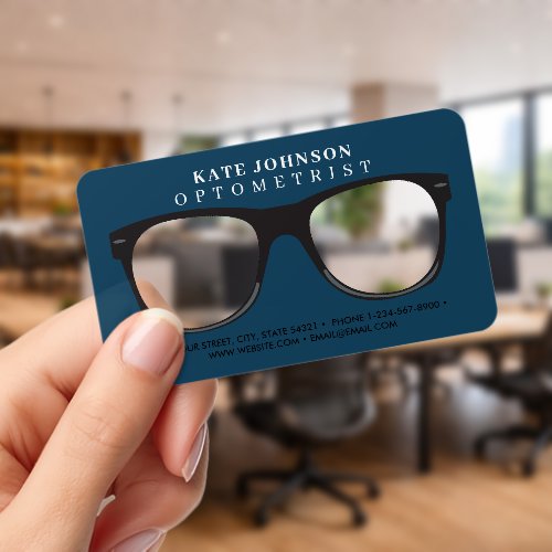 Optometrist Modern Eyewear Glasses Ophthalmologist Clear Business Cards