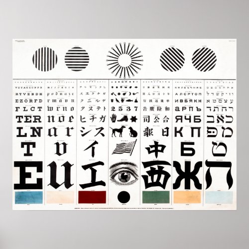 OPTOMETRIST MULTICULTURAL EYE TEST CHART 1907