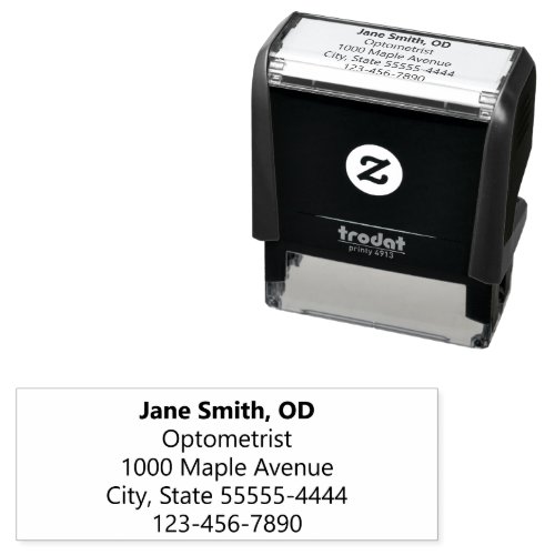 Optometrist Name Doctor Specialty Return Address Self-inking Stamp