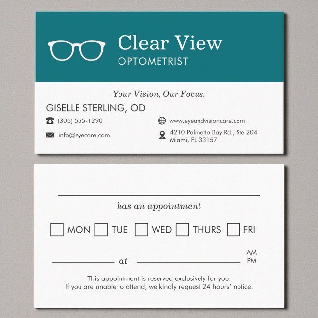 Optometrist Office Appointment Reminder Business Card (Creator Uploaded)