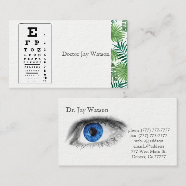 Optometrist Ophthalmologist Eye  Business Card (Front/Back)