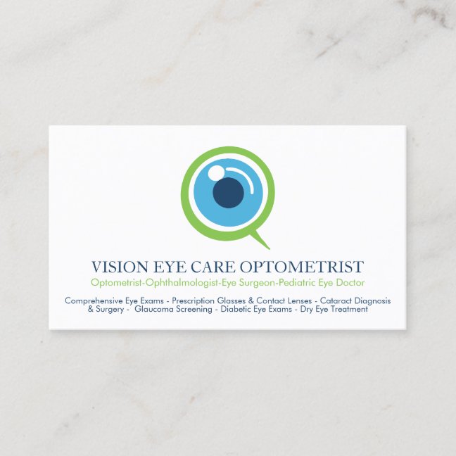 Optometrist Ophthalmologist Eye Specialist Business Card