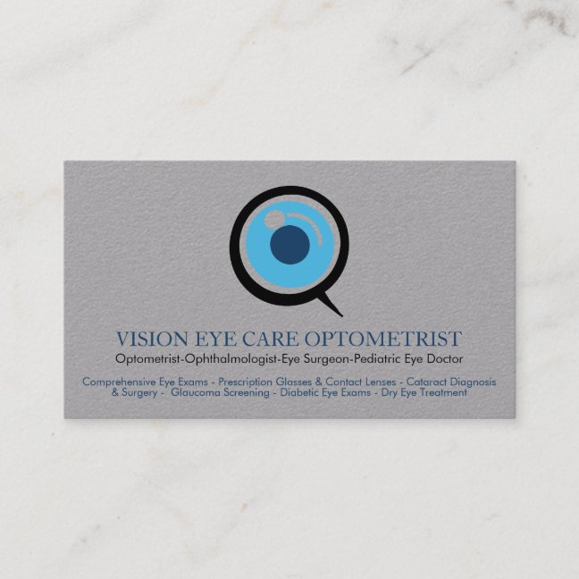 Optometrist Ophthalmologist Eye Specialist gray Business Card