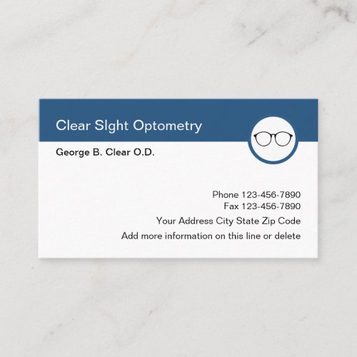 Optometrist Ophthalmologist Eyewear Design Business Card