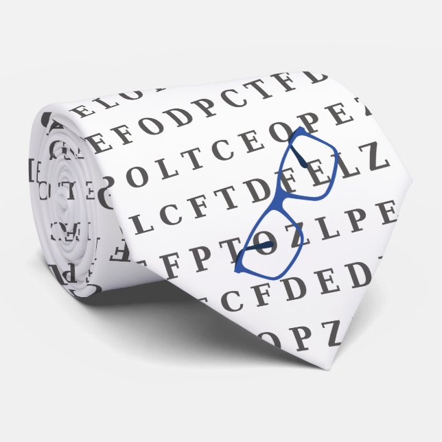 Optometrist Optician Eye Test Chart and Specs  Neck Tie (Rolled)
