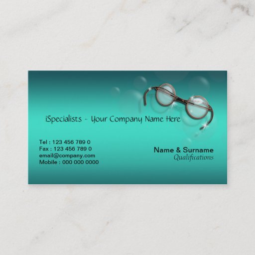 Customizable Optometrist optics optician eye turquoise business card template