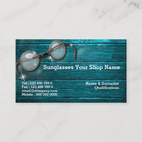 Optometrist optics optician glasses rustic business card