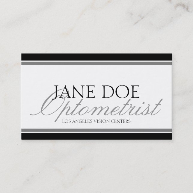 Optometrist Optometry Eye Doctor Silver Script Business Card (Front)