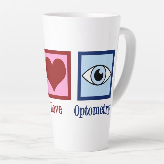 Optometrist Peace Love Optometry Blue Eye Doctor Latte Mug (Right Angle)