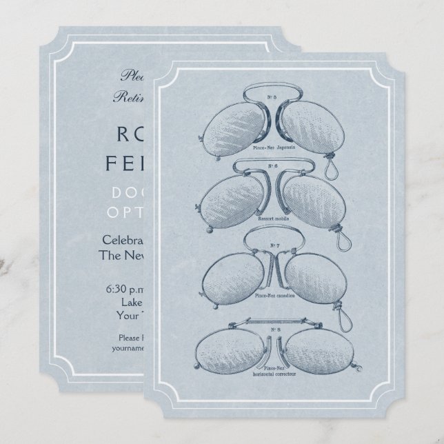 Optometrist Retirement Vintage Eyeglasses Invitation (Front/Back)