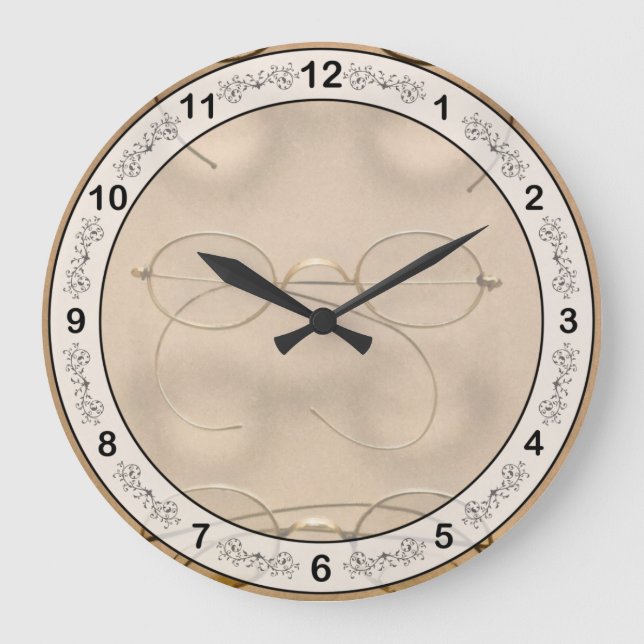 Optometrist - Simple gold frames Large Clock (Front)