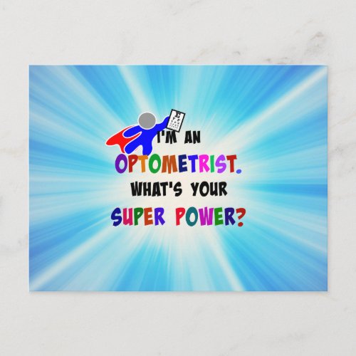 Optometrist Superhero custom design Postcard