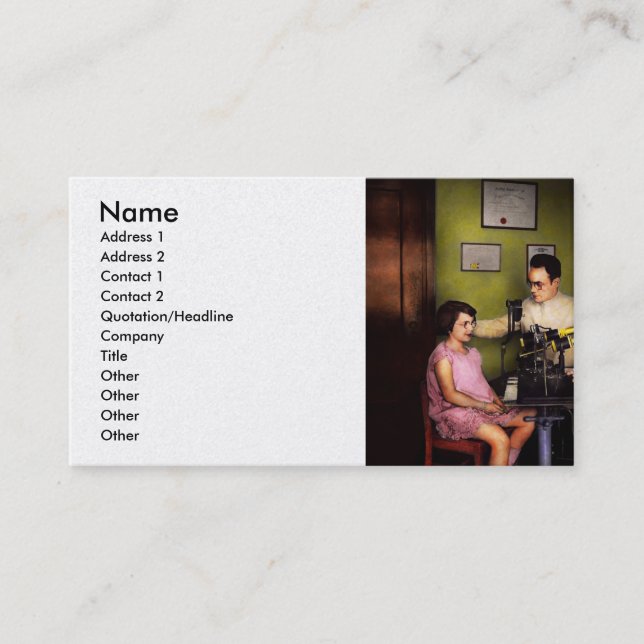 Optometrist - The eye exam 1929 Business Card (Front)