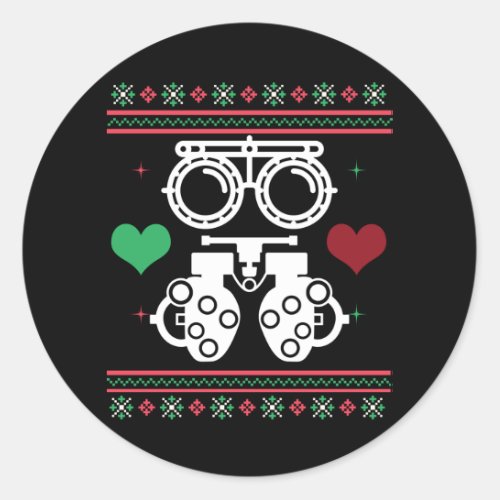 Optometrist Ugly Christmas Sweater Optician Xmas Classic Round Sticker