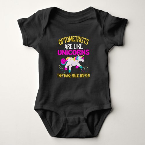 Optometrist Unicorn  Magical Unicorn Optometry Baby Bodysuit