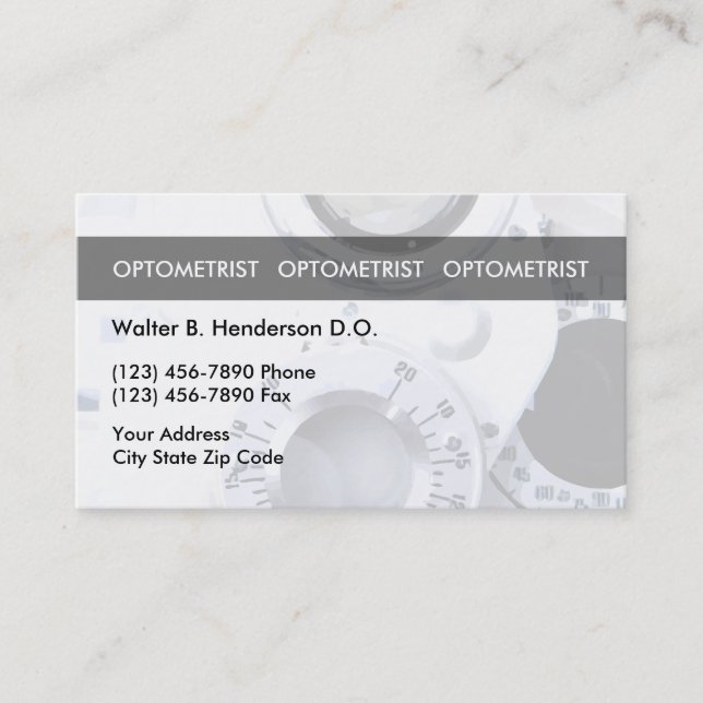 Optometrist Unique Business Cards (Front)