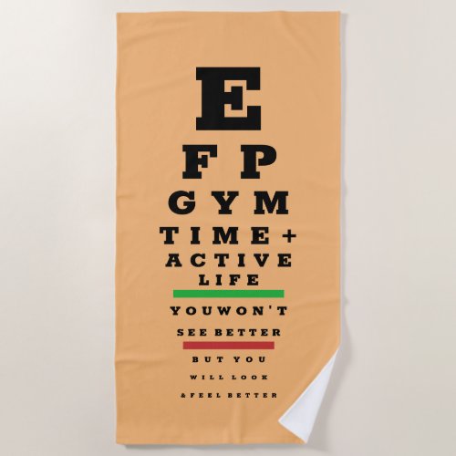 Optometrists funny eye test Snellen chart GYM Beach Towel