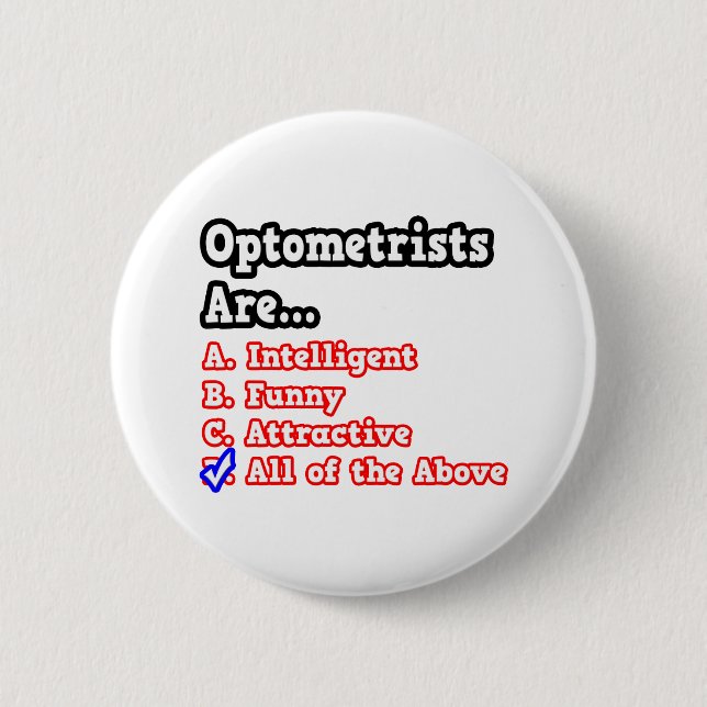 Optometrists Quiz...Joke Pinback Button (Front)