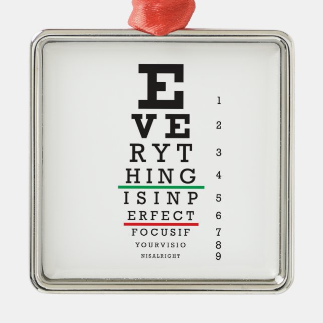 Optometry Eye Chart Illustration Metal Ornament (Front)