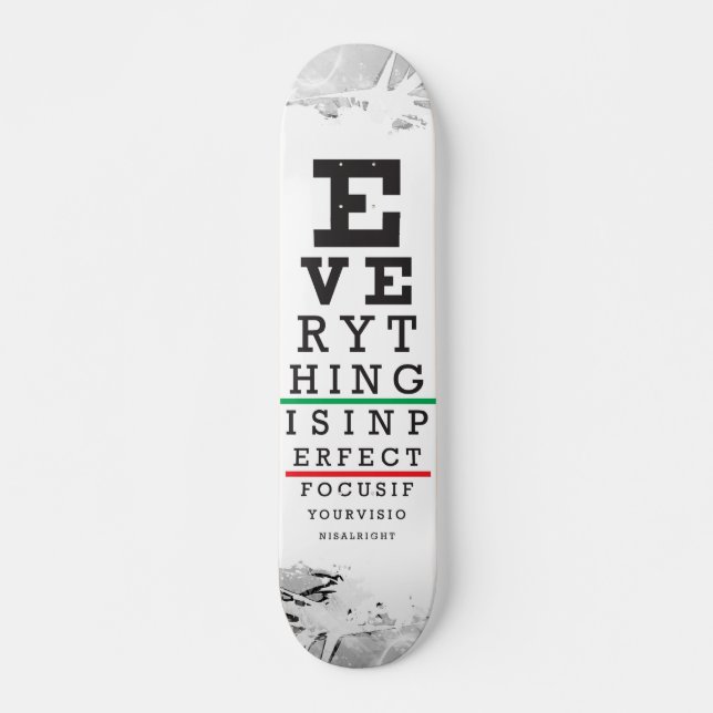 Optometry Eye Chart Illustration Skateboard Deck (Front)