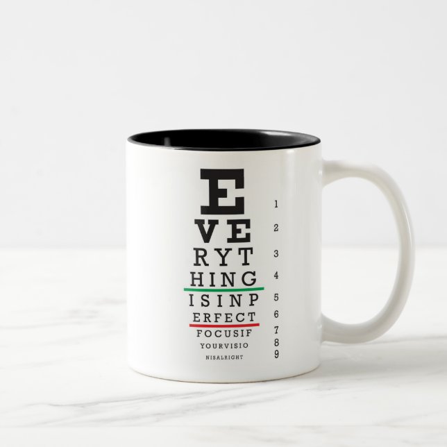 Optometry Eye Chart Illustration Two-Tone Coffee Mug (Right)