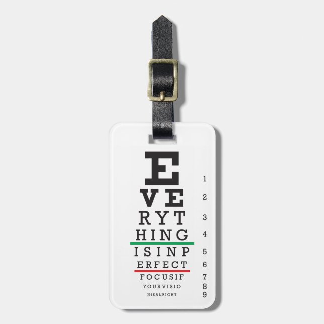 Optometry Eye Chart Luggage Tag (Front Vertical)