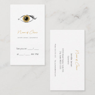 Optometry Eye Exam Gold Appointment Reminder Business Card