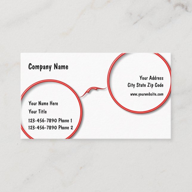 Optometry Eyeglasses Frame Design Business Card (Front)