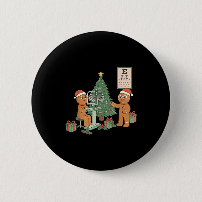 Optometry Gingerbread Christmas Optician Sight Squ Button (Front)