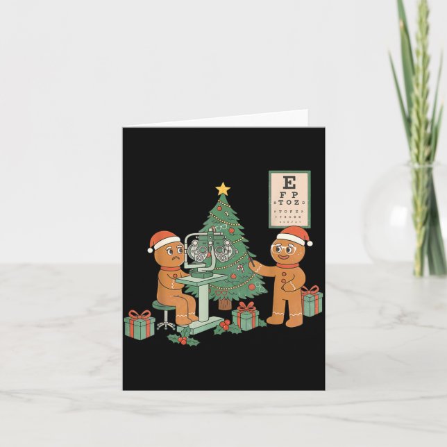 Optometry Gingerbread Christmas Optician Sight Squ Card (Front)