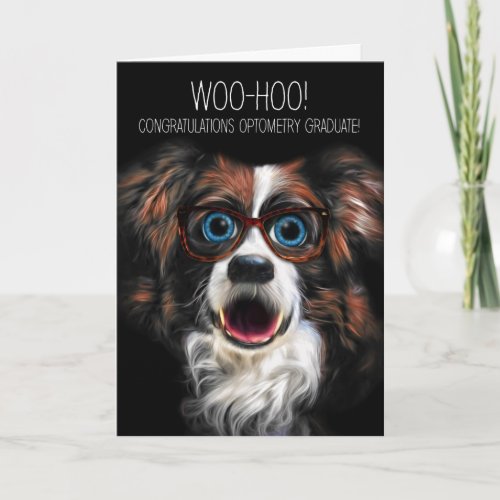Optometry Graduate with Funny Dog in Eyeglasses Card