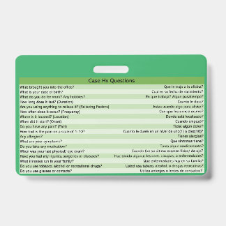 Optometry Medical Spanish Badges