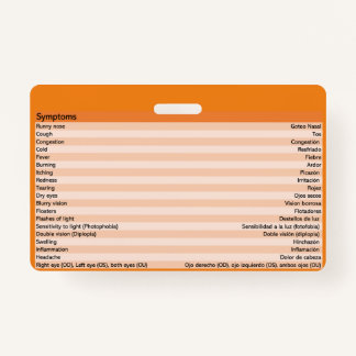 Optometry Medical Spanish Badges