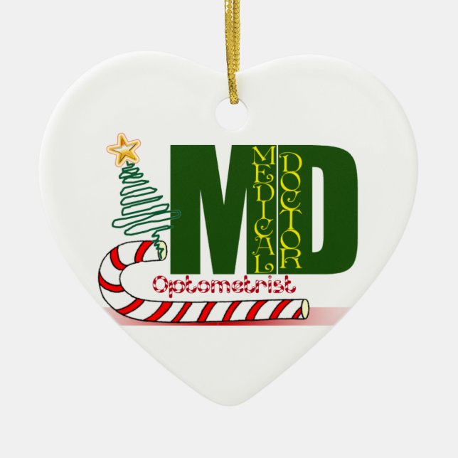 OPTOMETRY MERRY CHRISTMAS EYE DOCTOR CERAMIC ORNAMENT (Front)