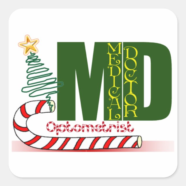 OPTOMETRY MERRY CHRISTMAS EYE DOCTOR SQUARE STICKER (Front)