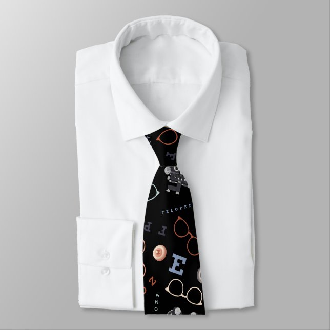 Optometry on Black Neck Tie (Tied)