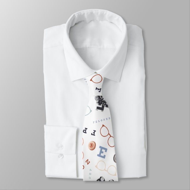 Optometry on White Neck Tie (Tied)