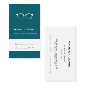 Optometry Optometrist Modern Teal Glasses Eye Exam Business Card