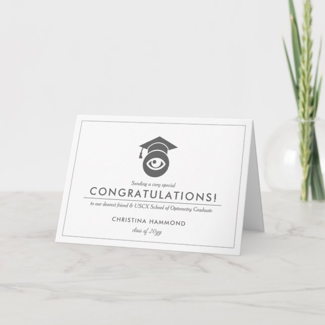 Optometry School Graduate | Minimal Congrats  Thank You Card (Front)