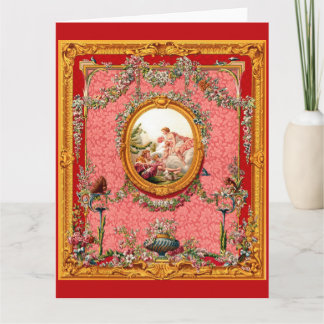 opulent 18th century baroque print happy family card