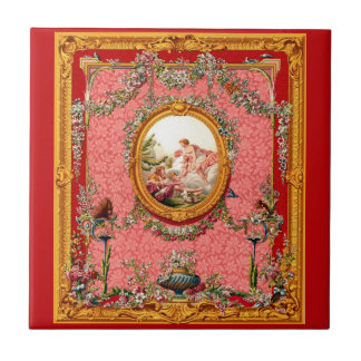 opulent 18th century baroque print happy family ceramic tile