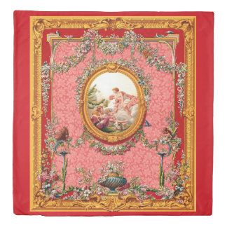 opulent 18th century baroque print happy family duvet cover