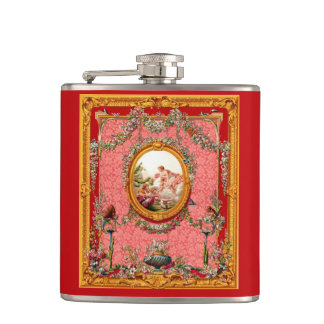 opulent 18th century baroque print happy family flask