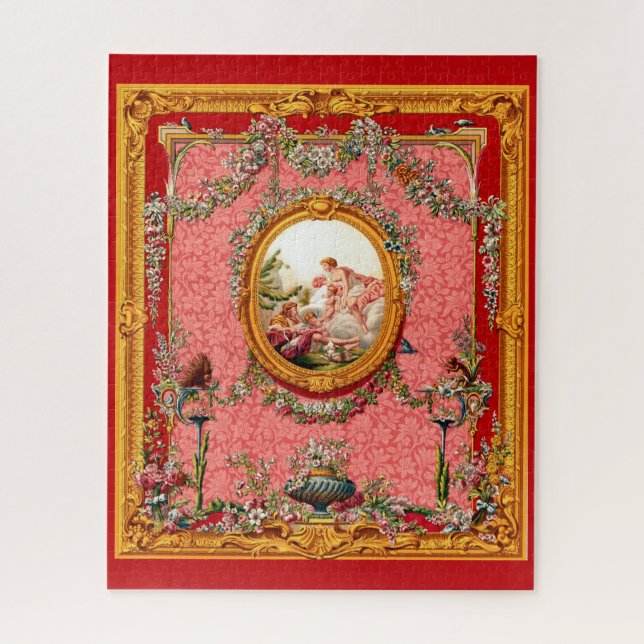 opulent 18th century baroque print happy family jigsaw puzzle (Vertical)